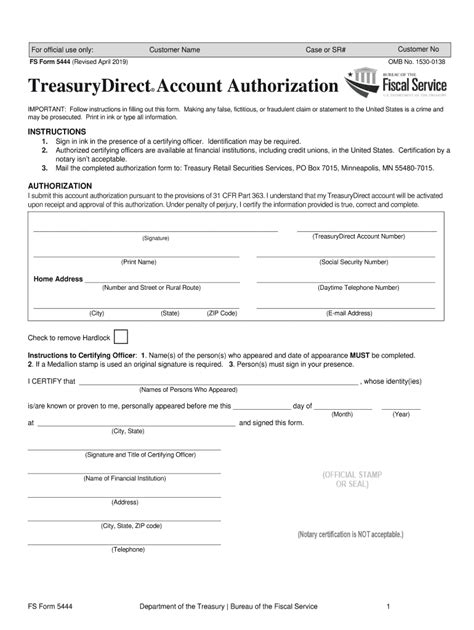 treasury form 5444.